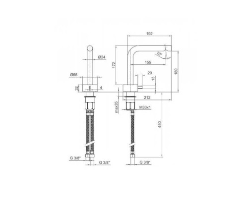 Fantini AF/21 Смеситель для раковины, 1 отв., излив: 155 мм, цвет: Matt Copper PVD. 27 P9 A004WF