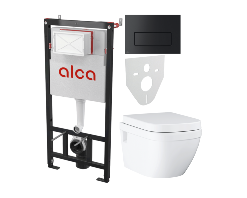 Комплект Унитаз подвесной Grohe Euro Ceramic 39703000 безободковый + Инсталляция AlcaPlast AM101/1120-4:1 RU M578-0001 кнопка смыва черная