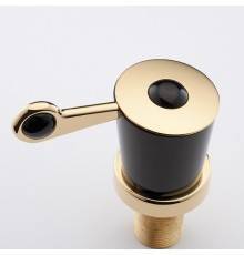 THG Bagatelle pierre noire Вентиль смесителя для раковины, на горячую воду, ручка черная, цвет: полированное золото. U3F-F01-35/H