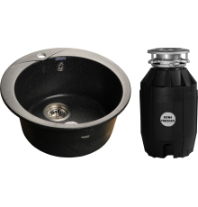 Комплект Мойка GranFest Rondo GF-R480 черный + Измельчитель Bone Crusher BC 810-AS