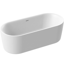 Акриловая ванна Cezares Metauro METAURO-INT-Central-180-80-60-W-MATT 180x80 см, отдельностоящая, овальная, вклеенный каркас, со сливом-переливом, с донным клапаном, белая матовая