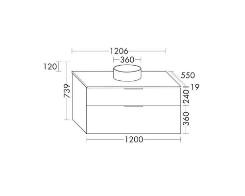 Burgbad Eqio Комплект мебели 120х55х60 см, с керамич. умыв. круглым по центру, цвет белый, без отв под смес, ручки GO252, цвет: белый матовый. SGUM120F2009GO252C0001*0