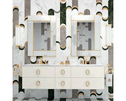 Oasis Daphne Композиция №24 Комплект мебели подвесная, 179х52.5хh220см, цвет: Bianco glossy/золото. Oasis Daphne Композиция №24 Комплект мебели подвесная, 179х52.5хh220см, цвет: Bianco glossy/золото.