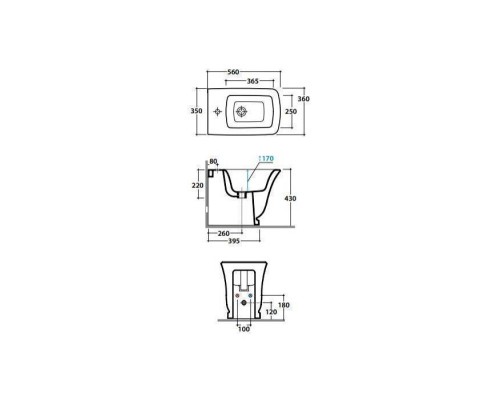 Globo Relais Биде напольное 56x36x43см., 1 отв., с креплением, цвет: белый. RE009.BI*1