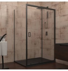 Душевой уголок Veconi Rovigo RV-040B 110х80 см, профиль матовый черный, стекло прозрачное