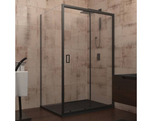 Душевой уголок Veconi Rovigo RV-040B 110х80 см, профиль матовый черный, стекло прозрачное