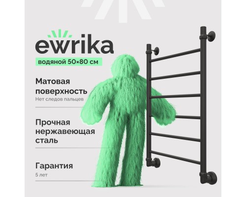 Полотенцесушитель водяной EWRIKA Сафо P 80х50, черный матовый Полотенцесушитель водяной EWRIKA Сафо P 80х50, черный матовый