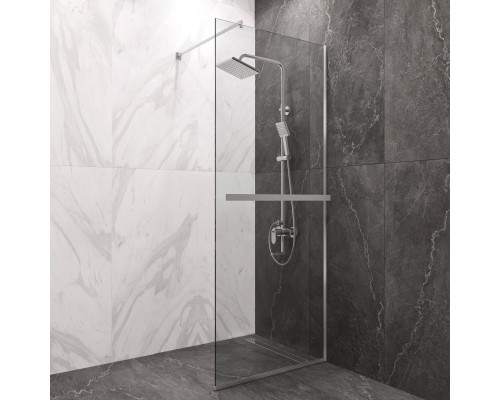 Душевая перегородка DIWO Элиста 80 см, профиль хром матовый, с полотенцедержателем