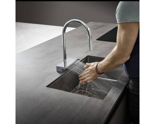 Hansgrohe Aquno Select M81 Смеситель для кухни, 1 отв., с вытяжным душем, 3jet, каскад, sBox, цвет: хром. 73831000 Hansgrohe Aquno Select M81 Смеситель для кухни, 1 отв., с вытяжным душем, 3jet, каскад, sBox, цвет: хром. 73831000