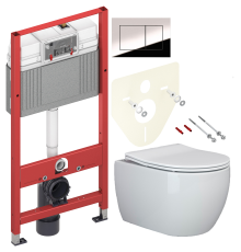 Комплект Унитаз подвесной Ceramicanova Play CN3001 с микролифтом, безободковый + Инсталляция TECE Now 9400412 4 в 1 с кнопкой смыва