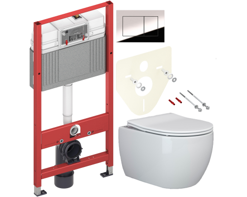 Комплект Унитаз подвесной Ceramicanova Play CN3001 с микролифтом, безободковый + Инсталляция TECE Now 9400412 4 в 1 с кнопкой смыва Комплект Унитаз подвесной Ceramicanova Play CN3001 с микролифтом, безободковый + Инсталляция TECE Now 9400412 4 в 1 с кнопкой смыва