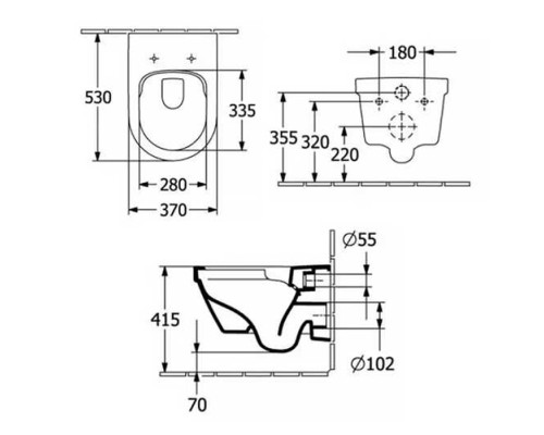 VilleroyBoch Architectura Унитаз подвесной 37х53х33см, безободковый, смыв Tornado, в комплекте сиденье SoftClosing, цвет: альпийский белый. 4694CL01