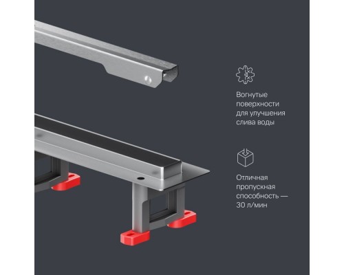 W01SC-S11-060-05SB Трап для душа линейный, универсальный затвор Slim line, 60 см W01SC-S11-060-05SB Трап для душа линейный, универсальный затвор Slim line, 60 см