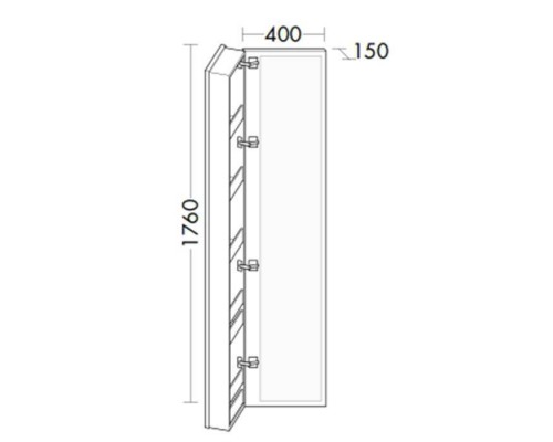 Burgbad Sys30 Шкаф 40х15х176cм., подвесной, 1 зеркало, 5 полок, Sx, цвет: белый глянцевый. SPDH040L461