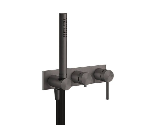 Gessi 316 Встраиваемый смеситель для ванны, автомат переключатель ванна-душ, держатель неподвижный, внешняя часть, цвет: brushed black metal pvd. 54038#707 Gessi 316 Встраиваемый смеситель для ванны, автомат переключатель ванна-душ, держатель неподвижный, внешняя часть, цвет: brushed black metal pvd. 54038#707