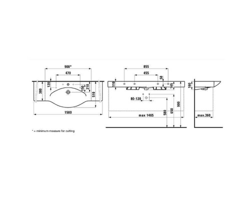 Laufen Palace Раковина 150x51x11 см, 1 отв., подвесная/накладная, цвет: белый. 8.1170.6.000.104.1 Laufen Palace Раковина 150x51x11 см, 1 отв., подвесная/накладная, цвет: белый. 8.1170.6.000.104.1