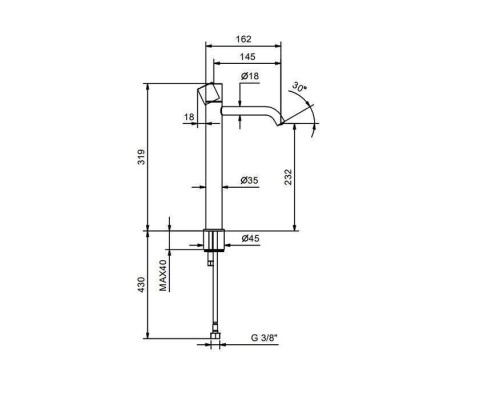 Fantini Nostromo SMALL Смеситель для раковины на 1 отв., высокий излив, цвет: черный матовый. 50 13 G906WF Fantini Nostromo SMALL Смеситель для раковины на 1 отв., высокий излив, цвет: черный матовый. 50 13 G906WF