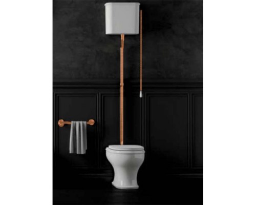 Azzurra Charme Унитаз напольный 52x40 см, слив универсальный, с бачком, с механизмом, сиденье микролифт, с креплением VFV, цвет: Bianco lucido/бронза. B1900TB br,  CHCSAL000000BI/(CHA400/С bi),  CHA1800/F bi/br,  CHVCTT000000BI