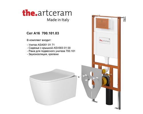 Artceram A16 Комплект унитаз с сиденьем ASA001 01+ASV003+ инсталляция, звукоизоляция, без кнопки. 700.101.03 Artceram A16 Комплект унитаз с сиденьем ASA001 01+ASV003+ инсталляция, звукоизоляция, без кнопки. 700.101.03