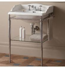 DevonDevon Tiffany Декоративная структура 79х41см, с раковиной на 3 отв., напольная, цвет: хром/белая. DETIFFANYCR,  IBLG3FCAM
