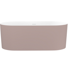 Акриловая ванна Wellsee Chalice Perfection 165x75 см, отдельностоящая, матовая светло-розовая, глянцевая белая, овальная, на ножках, со сливом-переливом, с донным клапаном