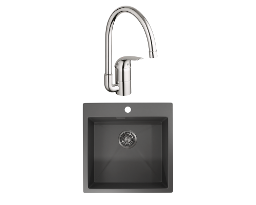 Комплект Мойка Granula 5151, графит матовый + Смеситель Grohe Euroeco 32752000