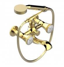 THG Hirondelles Смеситель для ванны, настенный, с ручным душем, цвет: Gold color PVD. A4J-H52-13B