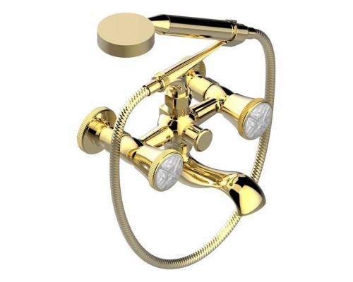THG Hirondelles Смеситель для ванны, настенный, с ручным душем, цвет: Gold color PVD. A4J-H52-13B