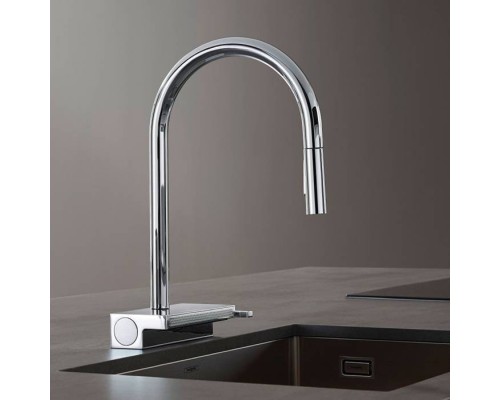 Hansgrohe Aquno Select M81 Смеситель для кухни, 1 отв., с вытяжным душем, 3jet, каскад, sBox, цвет: хром. 73831000 Hansgrohe Aquno Select M81 Смеситель для кухни, 1 отв., с вытяжным душем, 3jet, каскад, sBox, цвет: хром. 73831000