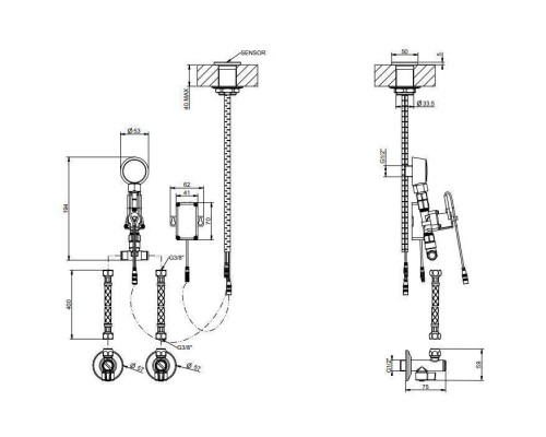 Gessi 316 Электронное удаленное управление для излива, с кран-фильтром, цвет: Steel Brushed. 54018#239