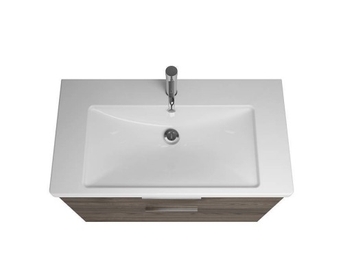 BURGBAD Eqio База подвесная с керамическим умывальником 93х49х64.5см. 2 ящика с ручкой желоб., c 1 отв под смес.   цвет: трюфельный декор F2012. SEYQ093F2012C001*1