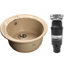 Комплект Мойка GranFest Rondo GF-R520 песочный + Измельчитель Bone Crusher BC 910-SL-Slim Line
