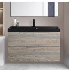 Тумба с раковиной BelBagno Vittoria 100 подвесная, pino, черная матовая раковина
