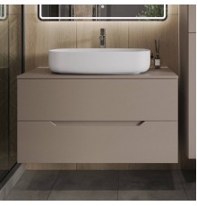 Тумба с раковиной Orange Line 100 подвесная, 2 ящика, матовый латте с раковиной B07-675W