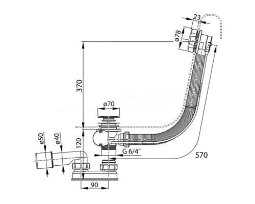 Ravak Слив-перелив для ванны, 57см., цвет: хром. X01305