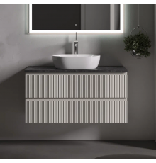 Тумба с раковиной Sancos Snob R 100 см, beige soft, столешница черный мрамор, раковина CN5010