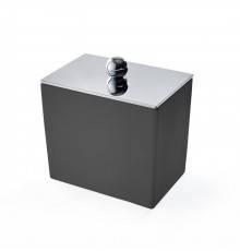 3SC Mood Black Баночка универсальная, 10х10х7 см, с крышкой, настольная,  композит Solid Surface, цвет: чёрный матовый/хром . MN48ASL