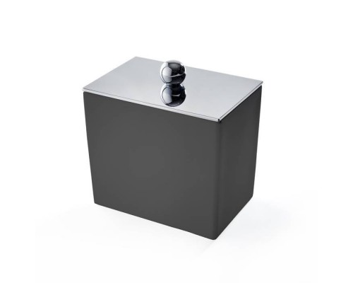 3SC Mood Black Баночка универсальная, 10х10х7 см, с крышкой, настольная, композит Solid Surface, цвет: чёрный матовый/хром . MN48ASL 3SC Mood Black Баночка универсальная, 10х10х7 см, с крышкой, настольная, композит Solid Surface, цвет: чёрный матовый/хром . MN48ASL