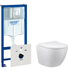 Комплект Унитаз подвесной Vincea Globo VT1-14 + Инсталляция Grohe Rapid SL 38772001 3 в 1 с кнопкой смыва + Шумоизоляция 37131000