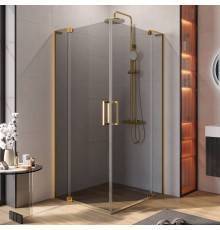 Душевой уголок Cezares Slider AH 2 80/90-90/100 GRIGIO BORO профиль брашированное золото, стекло серое