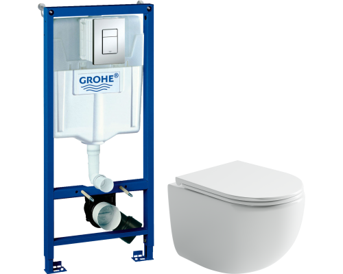 Комплект Унитаз подвесной Ceramicanova UP Rimless CN4007 белый + Инсталляция Grohe Rapid SL 38772001 3 в 1 с кнопкой смыва Комплект Унитаз подвесной Ceramicanova UP Rimless CN4007 белый + Инсталляция Grohe Rapid SL 38772001 3 в 1 с кнопкой смыва