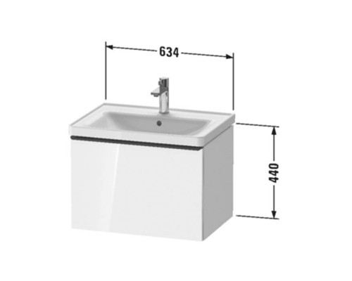 Duravit D-Neo Тумба с раковиной 63.4x45.2хh44см., с 1 ящиком, подвесная, цвет: белый матовый. 2367650000, DE425401818 Duravit D-Neo Тумба с раковиной 63.4x45.2хh44см., с 1 ящиком, подвесная, цвет: белый матовый. 2367650000, DE425401818