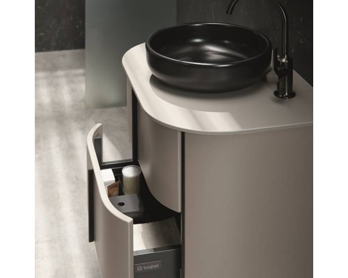 Burgbad Lavo 2.0 Тумба с раковиной 71х49х49см, 2 ящика, в комплекте с сифоном, ручки черные, подвесная, цвет: Basaltgrau Matt. SFQA037 C0038,  SFZV071 G0227 F5045