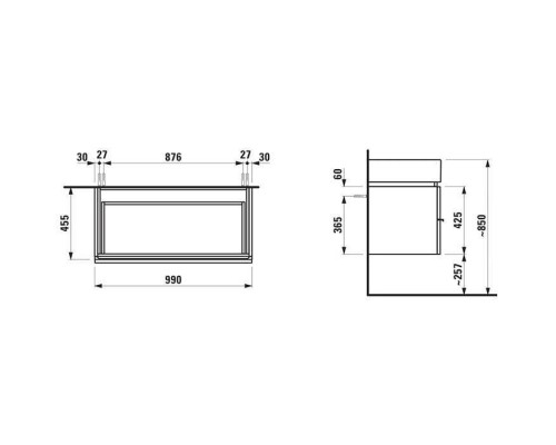 Laufen Case For Living City Тумба с раковиной 99х45.5x45.5см., 2 ящика, цвет: белый матовый. 8.1843.1.000.104.1,  4.0128.2.075.463.1