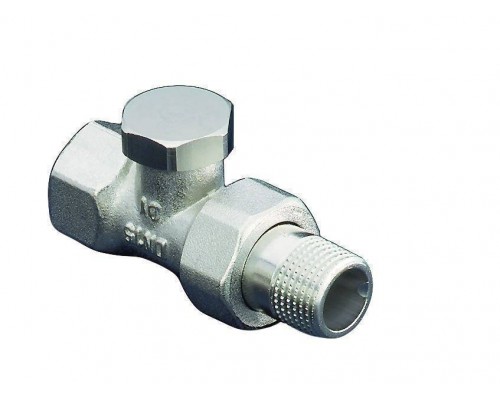 Вентиль на обратную подводку, Oventrop, Combi 2, проходной, DN-15, 1/2, ВН, PN, бар-10, T°C -от +2 до +120, латунь, никелированный, НГ со штуцером, предварительная настройка, отключение