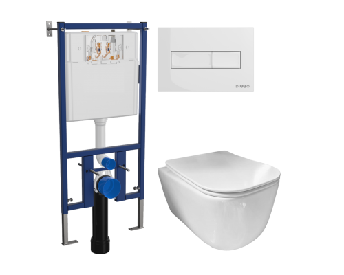 Комплект Унитаз подвесной Ceramicanova New Day CN3005 с микролифтом, безободковый + Инсталляция DIWO + Кнопка 7320 белая Комплект Унитаз подвесной Ceramicanova New Day CN3005 с микролифтом, безободковый + Инсталляция DIWO + Кнопка 7320 белая