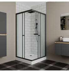 Душевой уголок Bauedge Stil Hit Black 80x80, с поддоном, профиль черный