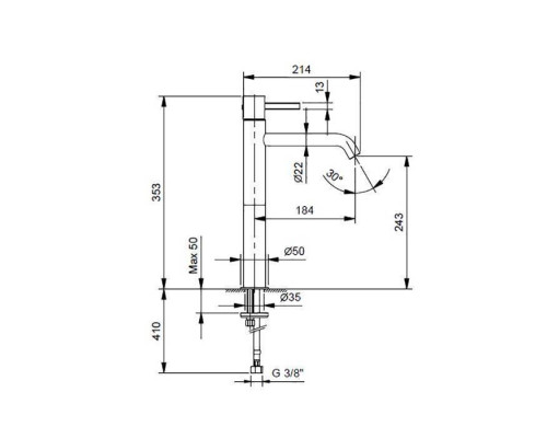 Fantini AF/21 Смеситель для раковины, 1 отв., высокий излив:18.4 см, цвет: Matt Gun Metal PVD. 27 P5 A706WF
