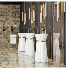 Oasis Plissegrave; Раковина 44x95 см, без отв., с донным клапаном и сифоном, цвет: золото/белый. 0PLSXXX09544003 (0PI440CEOR)