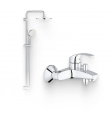 Душевой комплект Смеситель Grohe Eurosmart New 33300002 + Стойка New Tempesta Rustic 26452001